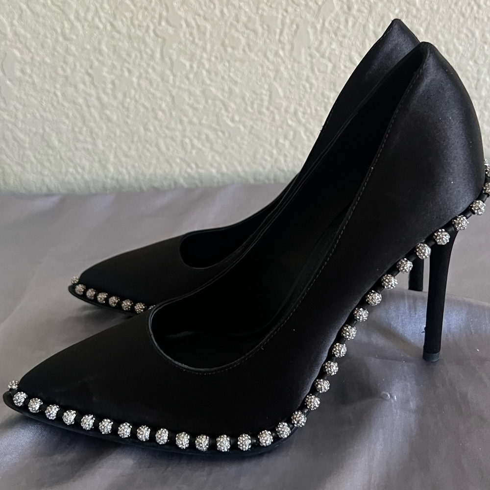 Alexander Wang Rie Crystal Satin Pointed Toe Heel Pump New - Picture 9 of 14